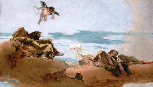 Study for a Ceiling with the Personification of Counsel, vintage artwork by Giovanni Battista Tiepolo, 12x8" (A4) Poster