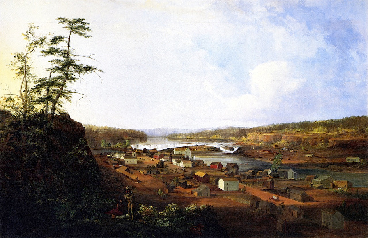 Oregon City on the Willamette River, vintage artwork by John Mix Stanley, A3 (16x12") Poster Print
