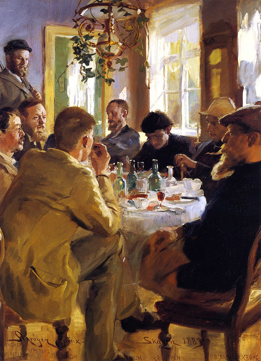 Artists' Luncheon in Skagen, vintage artwork by Peder Severin Kroyer, 12x8" (A4) Poster