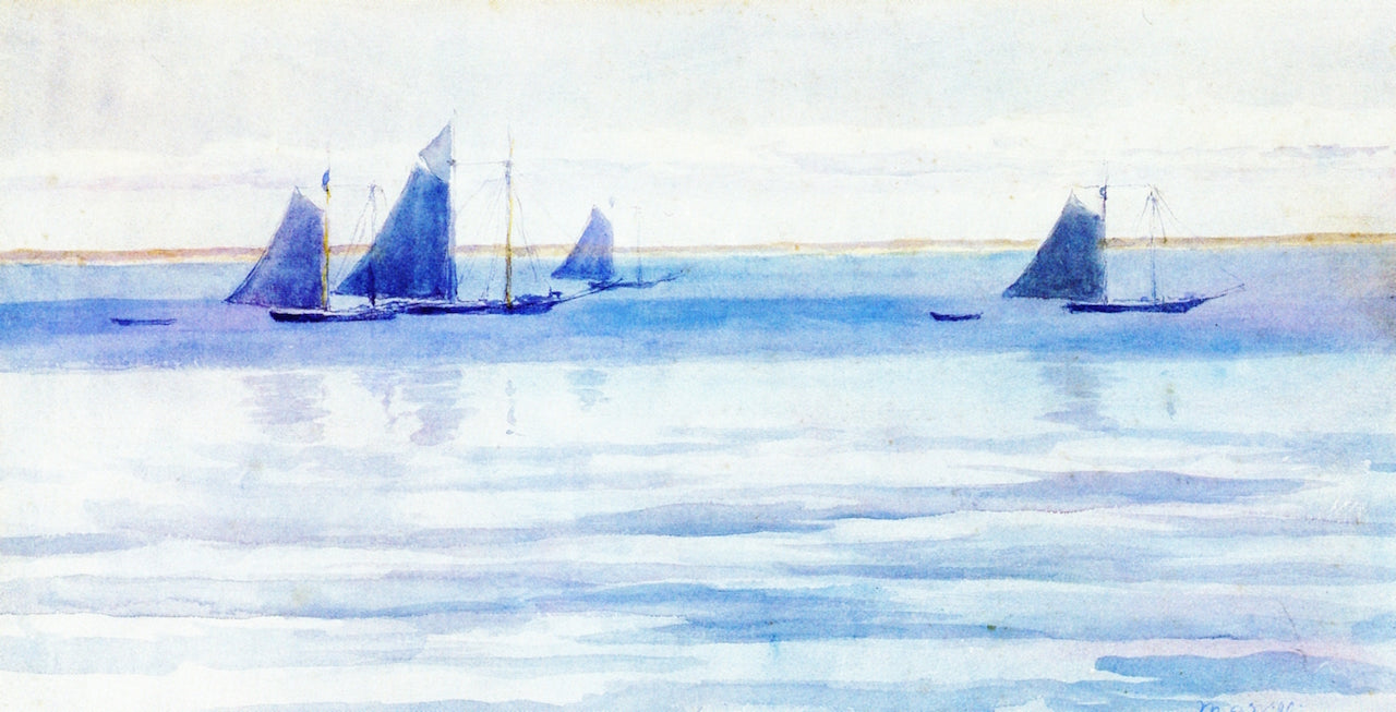 Sailboats, vintage artwork by Mary Rogers Williams, 12x8" (A4) Poster