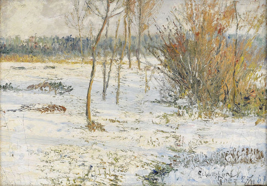 The First Snow, vintage artwork by Anshelm Schultzberg, 12x8" (A4) Poster