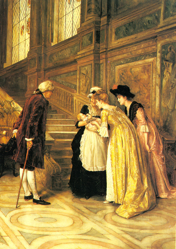 Admiring the Baby , vintage artwork by George Goodwin Kilburne, 12x8" (A4) Poster