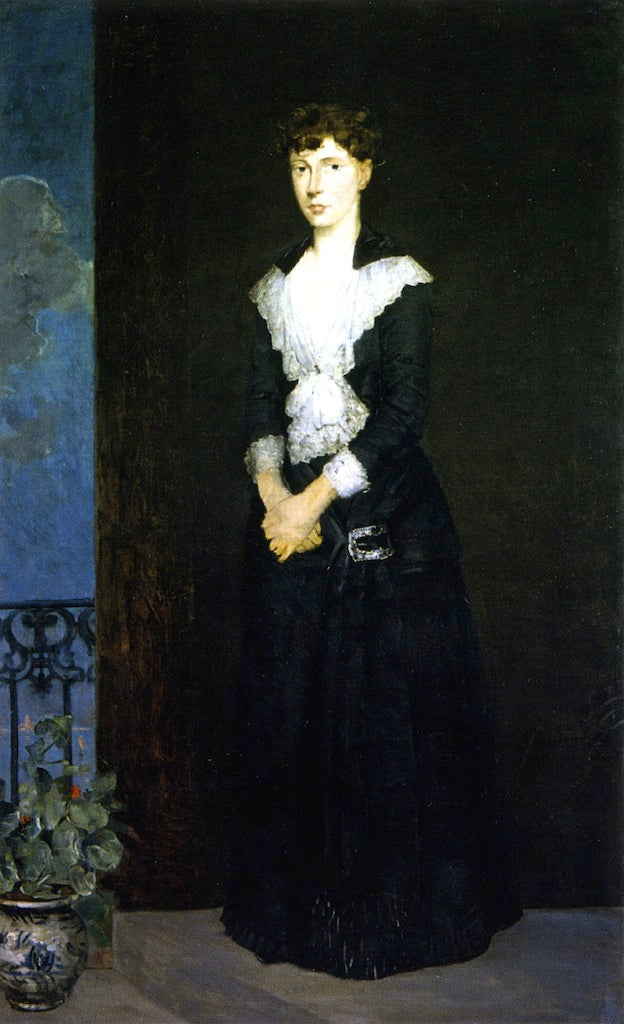 Anna on the Balcony of Duveneck's Studio, vintage artwork by Julian Alden Weir, 12x8" (A4) Poster