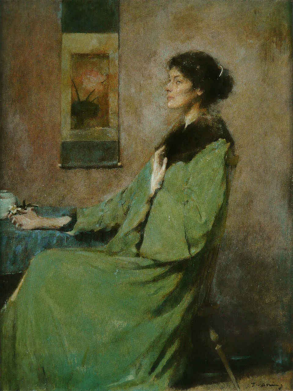 Portrait of a Lady Holding a Rose by Thomas Wilmer Dewing,A3(16x12")Poster