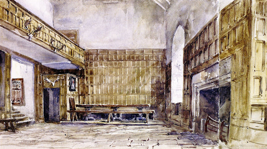 The Great Hall, Haddon, vintage artwork by David Cox, 12x8" (A4) Poster