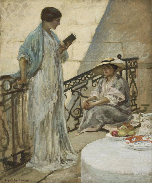On the Landing, vintage artwork by Rupert Bunny, 12x8" (A4) Poster