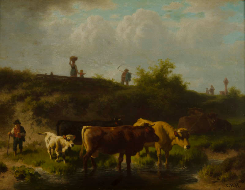 Herdsmen, vintage artwork by Charles Henry Hayden, 12x8" (A4) Poster