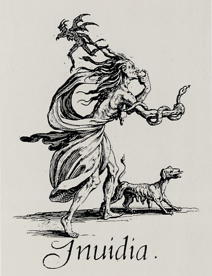 Seven Deadly SinsIniudia, vintage artwork by Jacques Callot, 12x8" (A4) Poster