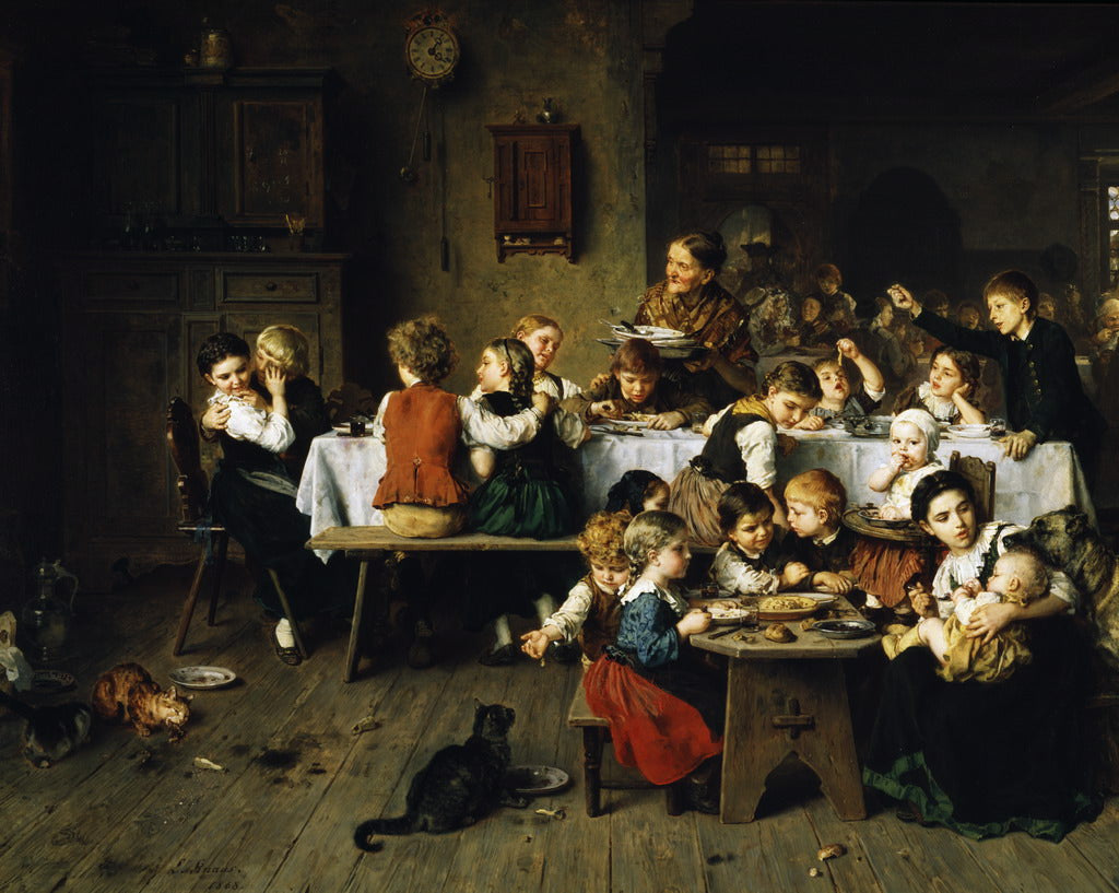 The Children's Party, vintage artwork by Ludwig Knaus, 12x8" (A4) Poster