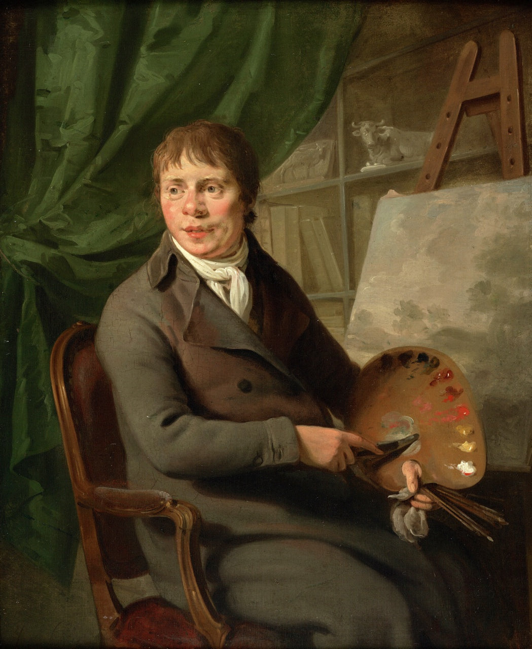 Portrait of a Painter at His Easel, vintage artwork by Adriaan de Lelie, 12x8" (A4) Poster