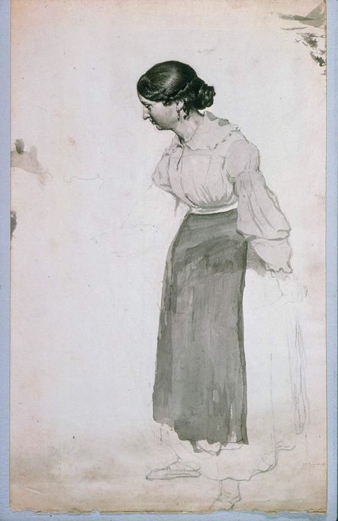 Study for "The Kitchen": The Mother, vintage artwork by James Goodwyn Clonney, A3 (16x12") Poster Print