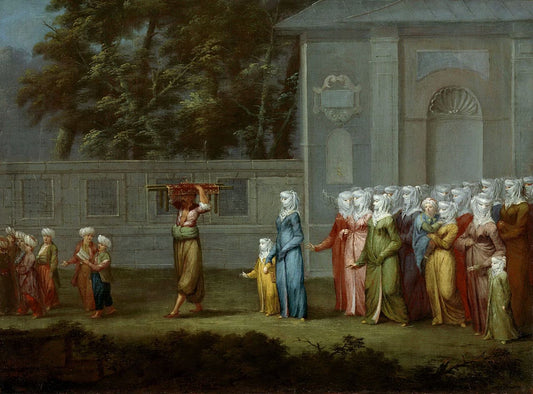 The first day of school, vintage artwork by Jean Baptiste Vanmour, 12x8" (A4) Poster