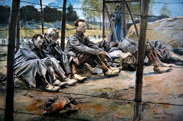 Captured German Officers, Battle of Somme, vintage artwork by Francois Flameng, 12x8" (A4) Poster