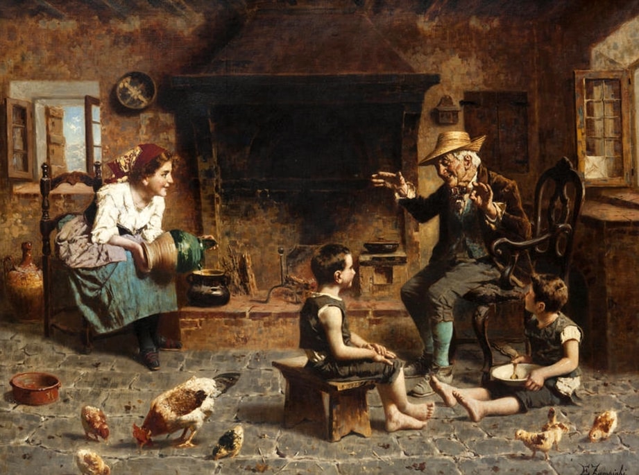 Grandpa's tale by Eugenio Zampighi,A3(16x12")Poster