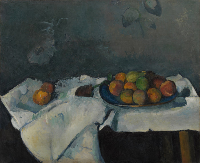 Assiette de pêches (Still Life: Plate of Peaches), vintage artwork by Paul Cezanne, 12x8