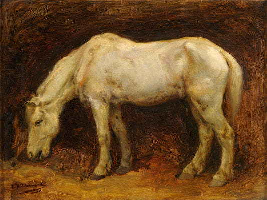 Horse in the Stables, vintage artwork by Eduard Hildebrandt, A3 (16x12") Poster Print