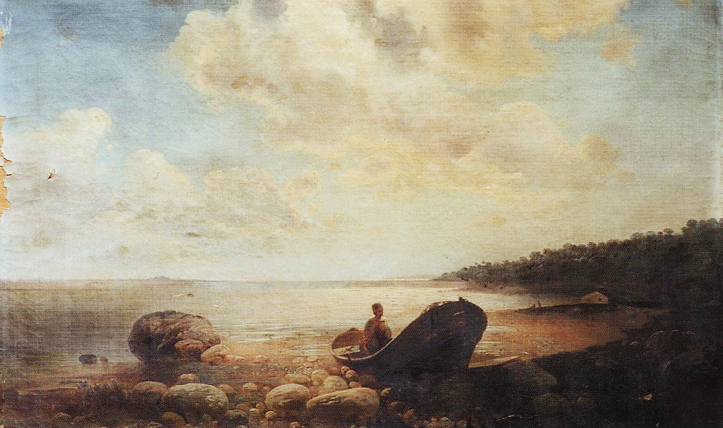 Landscape with a Boat, vintage artwork by Alexei Kondratyevich Savrasov, 12x8" (A4) Poster
