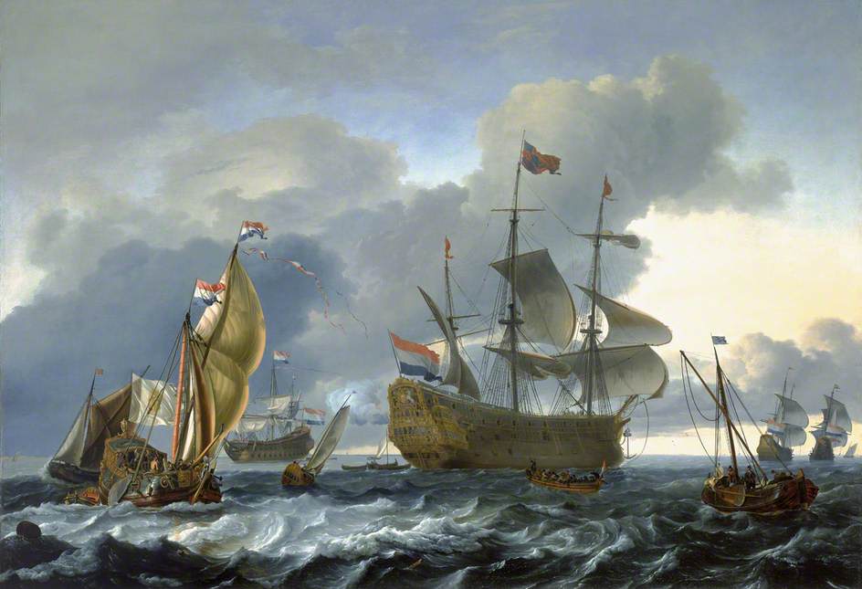 Dutch Attack on the Medway: the 'Royal Charles' Carried into Dutch Waters, 12 June 1667, vintage artwork by Ludolf Backhuysen, 12x8" (A4) Poster