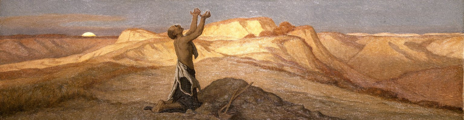 Prayer for Death in the Desert, vintage artwork by Elihu Vedder, 12x8" (A4) Poster
