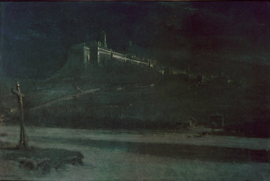 Sleeping in the Moonlight, Monastery of St Francis of Assisi, vintage artwork by Albert Goodwin, 12x8" (A4) Poster