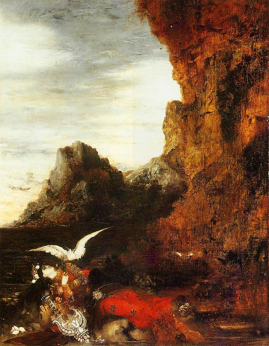 The Death of Sappho, vintage artwork by Gustave Moreau, 12x8" (A4) Poster