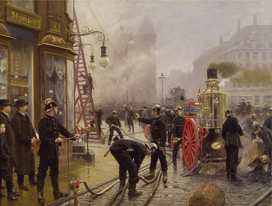 A fire on Kultorvet by Paul-Gustave Fischer,A3(16x12")Poster