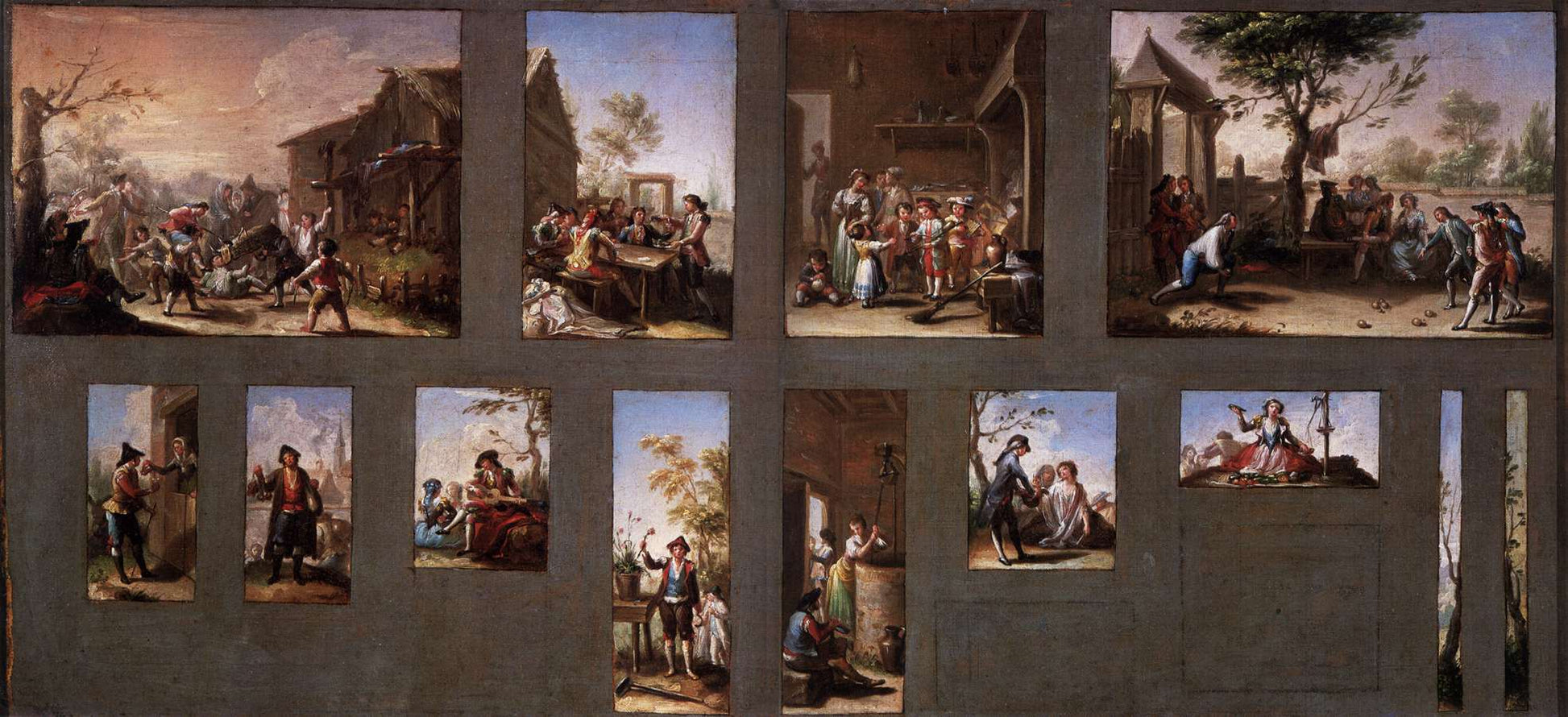 Painting with Thirteen Sketches, vintage artwork by Francisco Bayeu y Subias, 12x8" (A4) Poster