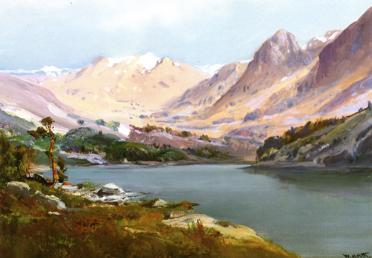 Bullfrog Lake in Sierra, vintage artwork by William Keith, 12x8" (A4) Poster