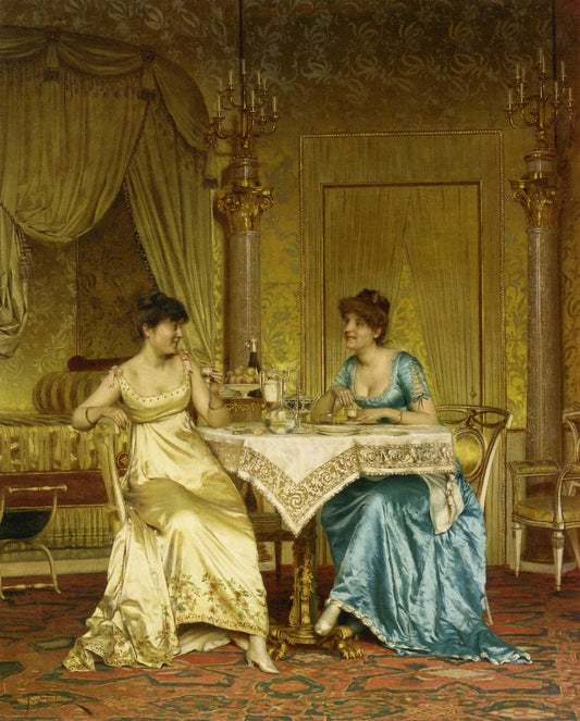 Breakfast Gossip, vintage artwork by Charles Joseph Frederick Soulacroix, 12x8" (A4) Poster