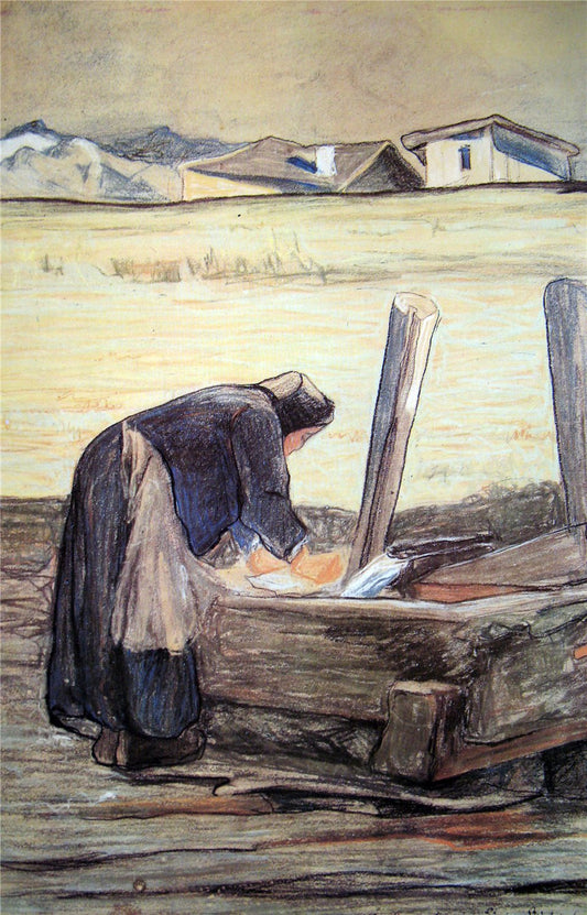 Lavandaia, vintage artwork by Giovanni Segantini, 12x8" (A4) Poster
