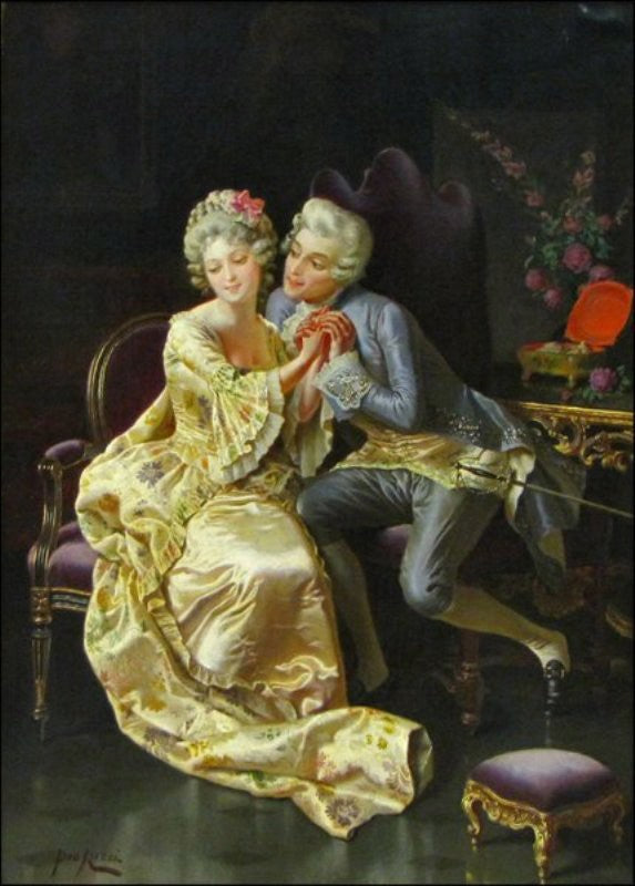 Courting Couple, vintage artwork by Pio Ricci, 12x8" (A4) Poster