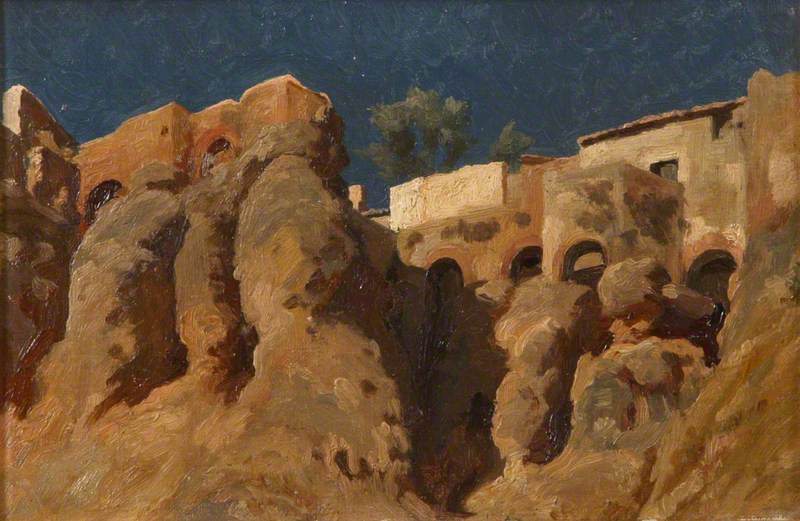 Houses on a Cliff Top in the Mediterranean, vintage artwork by Sir Frederic Lord Leighton, 12x8" (A4) Poster