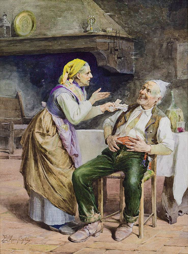 Chiacchiere in famiglia by Eugenio Zampighi,A3(16x12")Poster