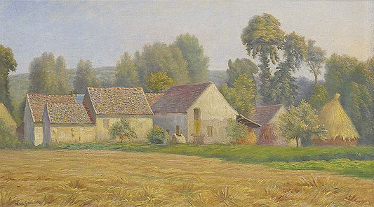 The Village of Gouvernes, vintage artwork by Leo Gausson, 12x8" (A4) Poster