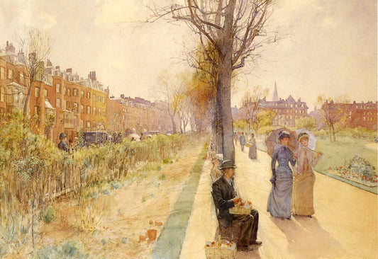 Boston Common, vintage artwork by Childe Hassam, 12x8" (A4) Poster