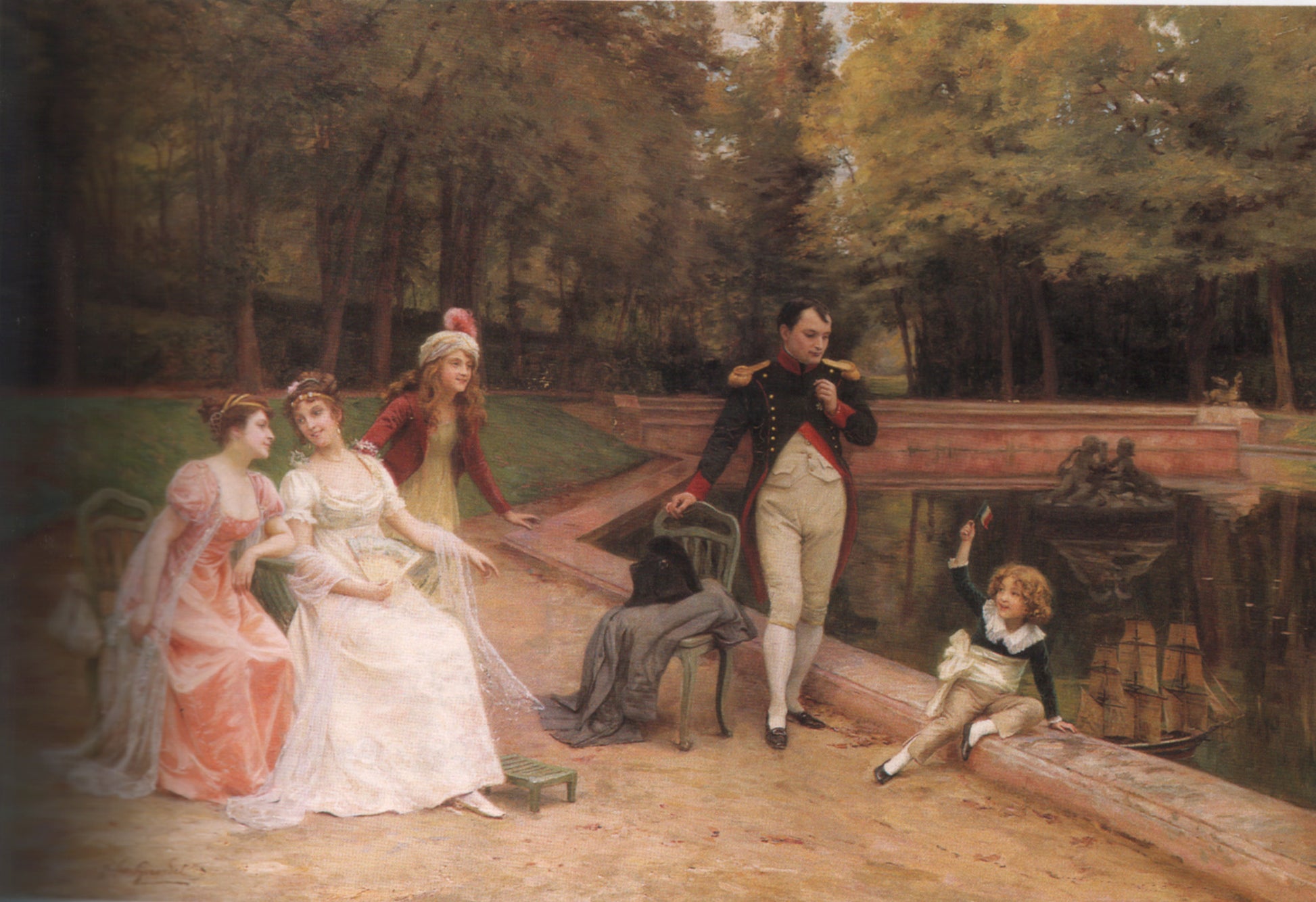 Napoleon Bonaparte with His Family at the Austrian Royal Court in Vienna, vintage artwork by Jules Girardet, 12x8" (A4) Poster