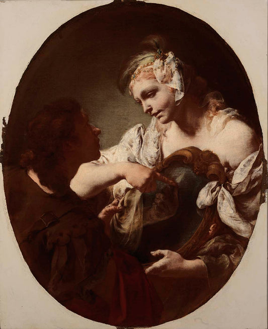 The Magic Mirror, vintage artwork by Attributed to Giovanni Battista Piazzetta, 12x8" (A4) Poster