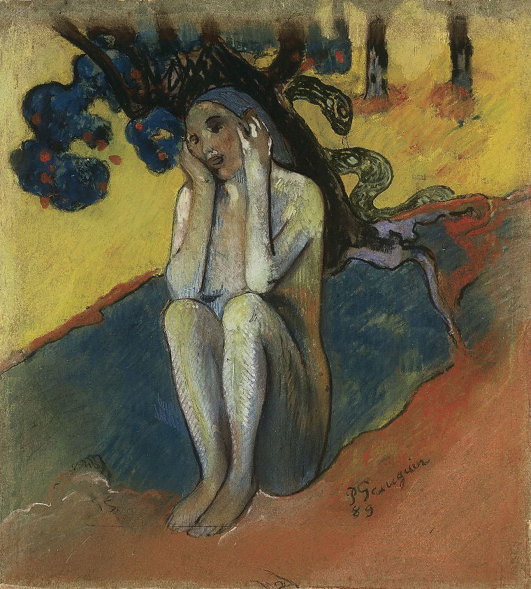 Breton Eve I, vintage artwork by Paul Gauguin, 12x8" (A4) Poster
