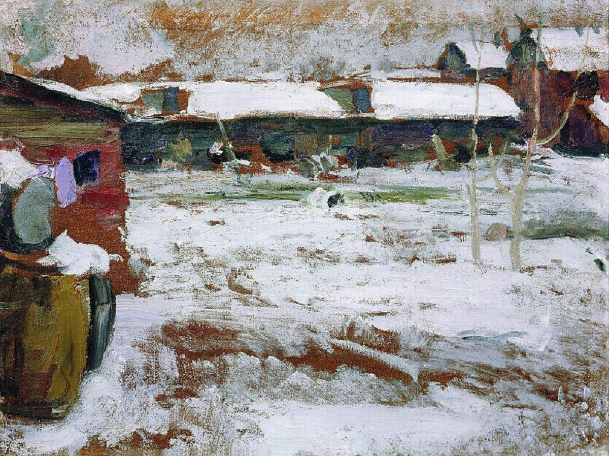 Winter. The Backyard by Abram Efimovich Arkhipov,A3(16x12")Poster