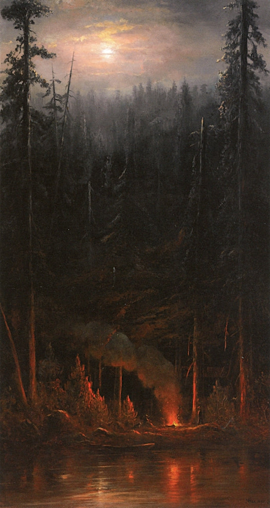 Campfire Scene, vintage artwork by Norton Bush, 12x8" (A4) Poster