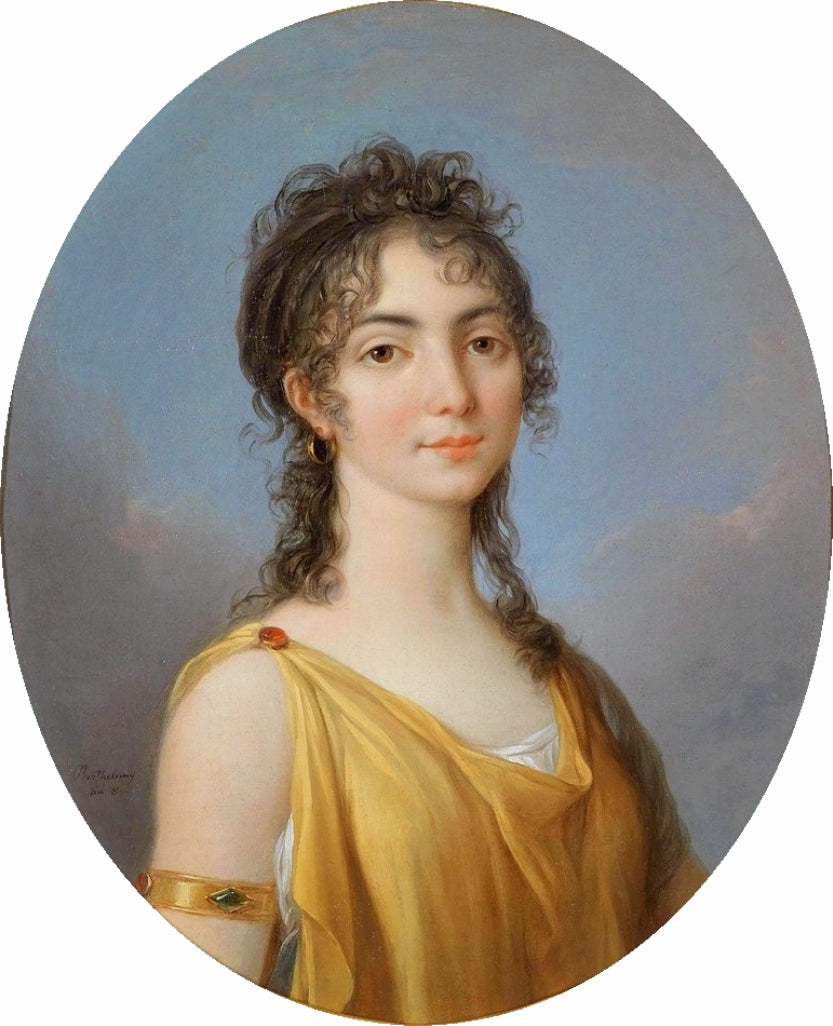 Portrait of a Lady Wearing an Antique Costume and a Diamond Bracelet, vintage artwork by Jean-Simon Berthelemy, 12x8" (A4) Poster