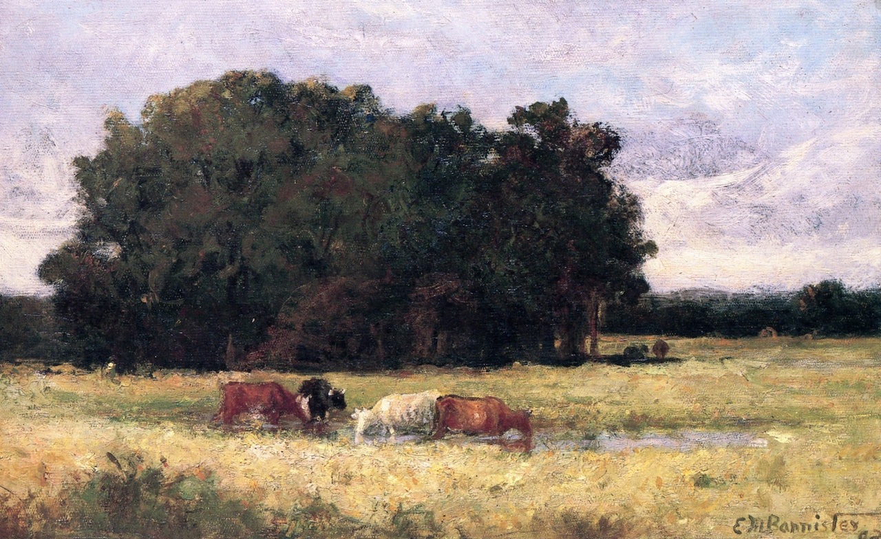Four Cows in a Meadow, vintage artwork by Edward Mitchell Bannister, 12x8" (A4) Poster