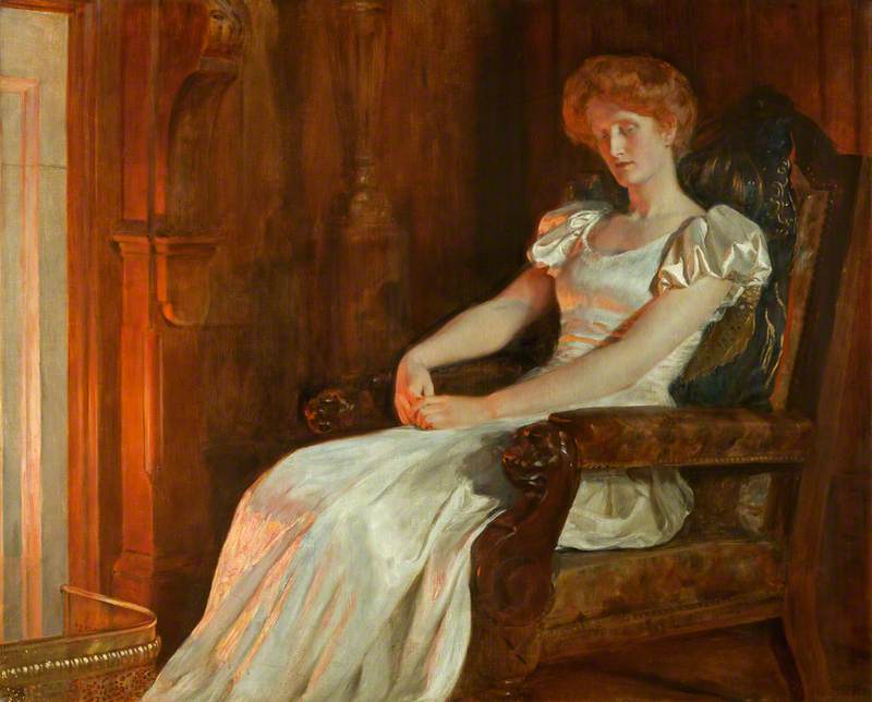 Firelight, vintage artwork by John Maler Collier, 12x8" (A4) Poster
