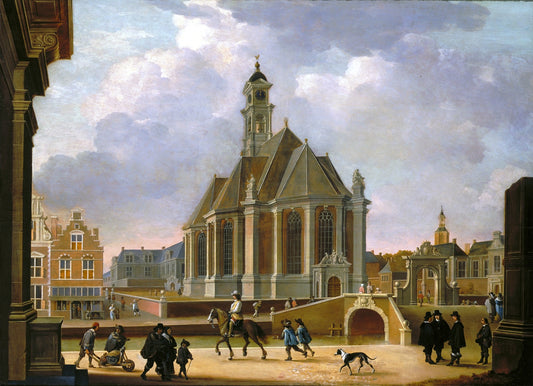 The New Church at the Spui as seen from the east (The Hague), vintage artwork by Bartholomeus van Bassen, 12x8" (A4) Poster