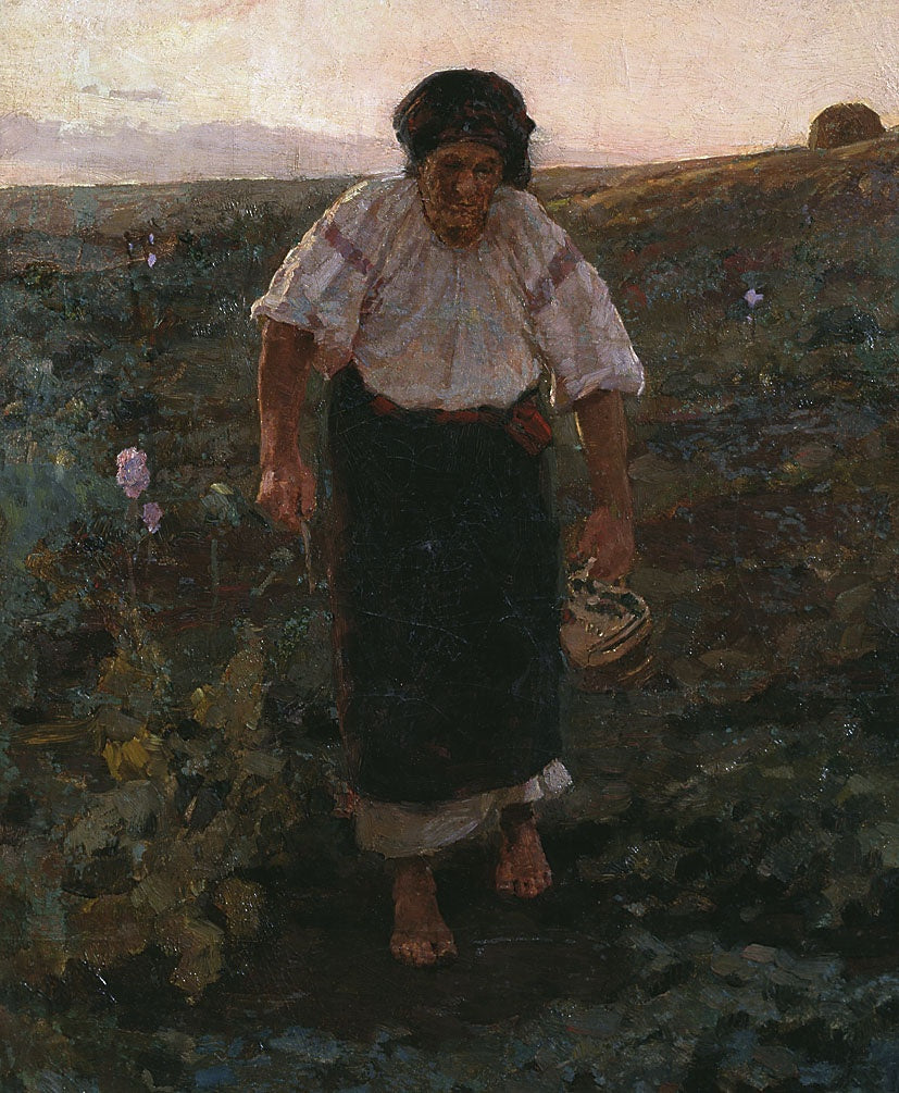 Old Woman with a Jug by Kiriak Kostandi,A3(16x12")Poster