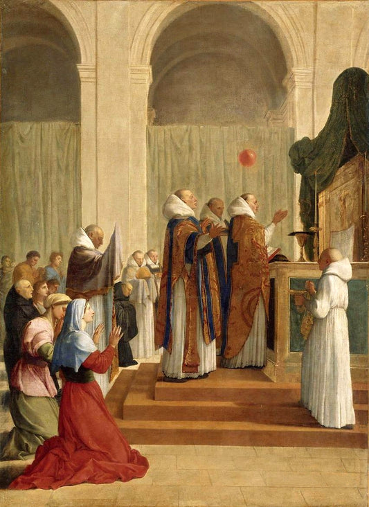 Mass of Saint Martin, Bishop of Tours, vintage artwork by Eustache Le Sueur, 12x8" (A4) Poster