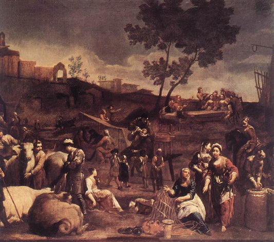 Village Fair, vintage artwork by Giuseppe Maria Crespi, 12x8" (A4) Poster