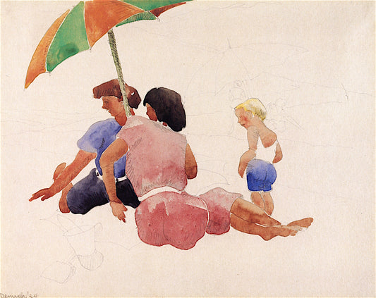 Beach Study No. 3, Provincetown, vintage artwork by Charles Demuth, 12x8" (A4) Poster
