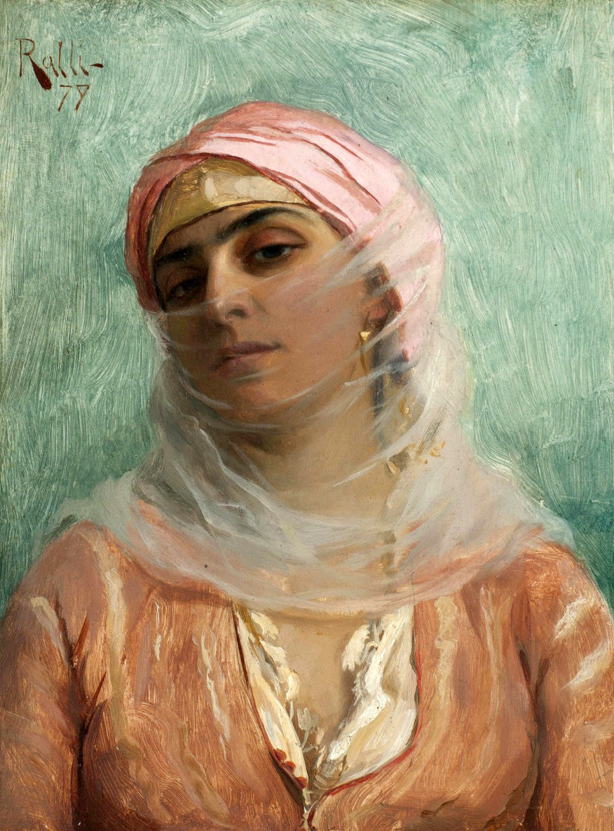 Young Turkish Woman, vintage artwork by Theodoros Ralli, 12x8" (A4) Poster