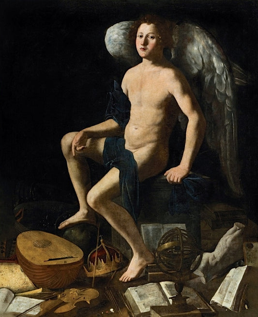Victorious Cupid, vintage artwork by Attributed to Giovanni Martinelli, 12x8" (A4) Poster